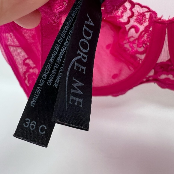 Adore Me Rose Shadow Hot Pink Floral Lace Bra 36C AB2014 - Picture 6 of 13